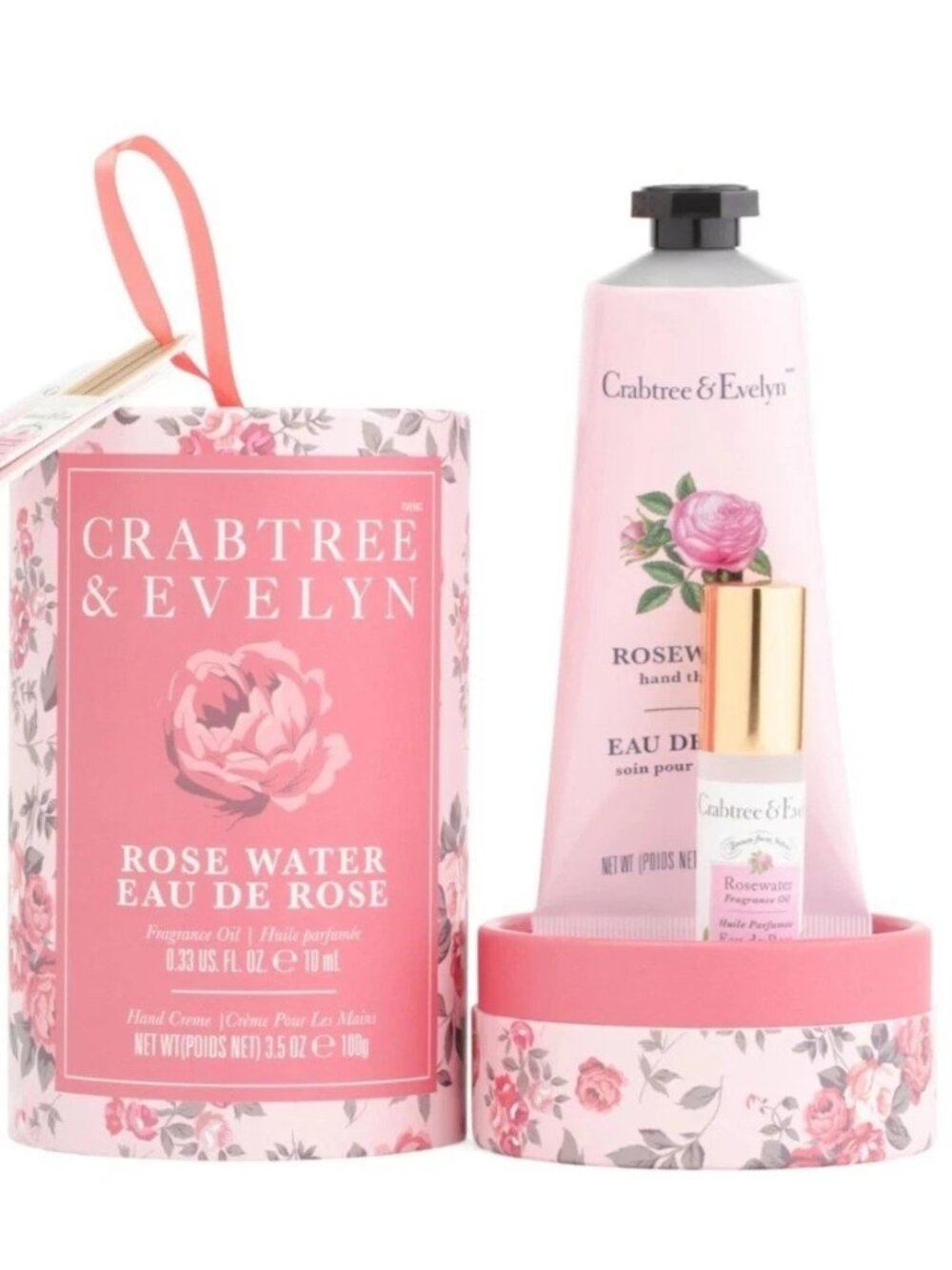 Crabtree & Evelyn Rosewater Fragrance Oil Rollerball & Hand Creme Set